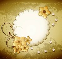 grunge vintage background with a greeting card pearls flowers N2