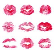 Red lips kisses prints elements N2