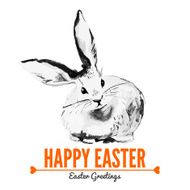 Card with sketch Easter rabbit Hand drawn illustration