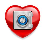Shiny red heart as a safe