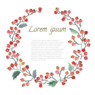 Watercolor Leaf Berries and Flowers round frame