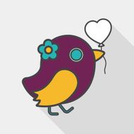 wedding bird flat icon with long shadow eps10 N17
