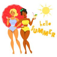 Hello Summer - two pretty girls in swimwear N2