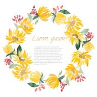 Hand painted watercolor floral round frame N5