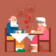 Happy Grandparents Drink Tea