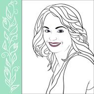 Portrait of a smiling girl in the sketch