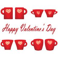 valentine day couple of cups white background