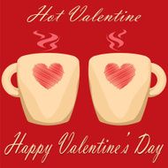 valentine day couple of cups red background Hot Valentine