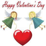 Valentine Fairys flying with heart isolated on white background