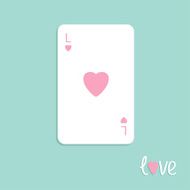 Big poker playing card with heart sign Love background Flat