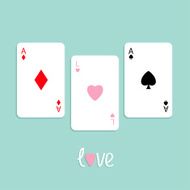 Poker playing card Ace of spade diamond heart Love Flat