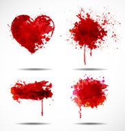 Set of four dark red grunge objects N2