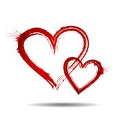 Two hearts hand-drawn with blood