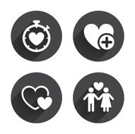 Valentine day icons Love heart timer sign N11