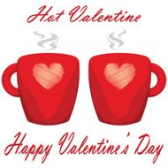valentine day couple of cups white background Hot Valentine