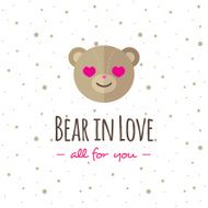 Vector cartoon bear head logo Flat logotype