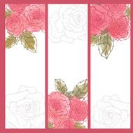 Hand drawn set of watercolor roses cards