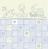 baby boy shower card with retro toys N3