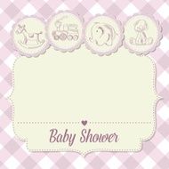 baby girl shower card with retro toys N7