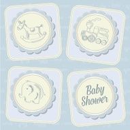 baby boy shower card with retro toys N4