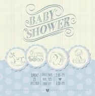 baby boy shower card with retro toys N5