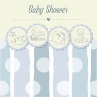 baby boy shower card with retro toys N6