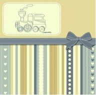 new baby announcement card with retro toy