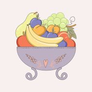 Vase with fresh fruit
