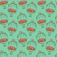 pattern with birds on basket