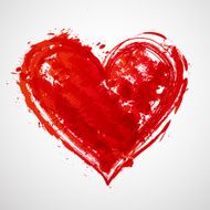 Big red grunge heart on white background
