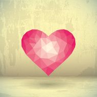 Polygonal heart on a grunge background