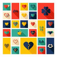 Flat concept design with shadow collection hearts N2