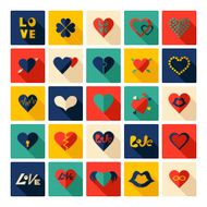 Flat concept design with shadow collection hearts N3
