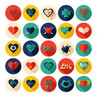 Flat concept design with shadow collection hearts N4