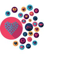Flat concept design with shadow collection hearts N5