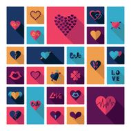 Flat concept design with shadow collection hearts N6