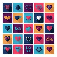 Flat concept design with shadow collection hearts N7