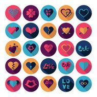 Flat concept design with shadow collection hearts N8