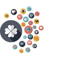 Flat concept design with shadow collection hearts N9