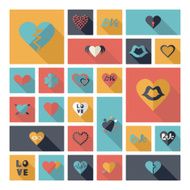 Flat concept design with shadow collection hearts N10