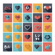 Flat concept design with shadow collection hearts N11