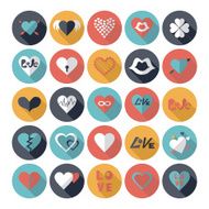 Flat concept design with shadow collection hearts N12