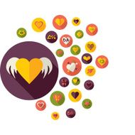 Flat concept design with shadow collection hearts N13