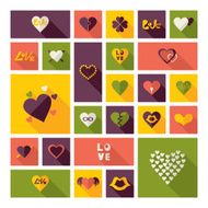 Flat concept design with shadow collection hearts N14