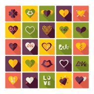 Flat concept design with shadow collection hearts N15