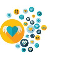 Flat concept design with shadow collection hearts N17