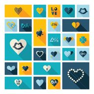 Flat concept design with shadow collection hearts N18