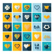 Flat concept design with shadow collection hearts N19