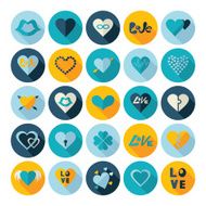 Flat concept design with shadow collection hearts N20