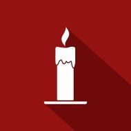 Candle icon (flat design with long shadows)